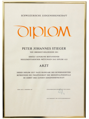 Arzt Diplom - Zahnarztpraxis am Rosenberg AG – Peter Stieger